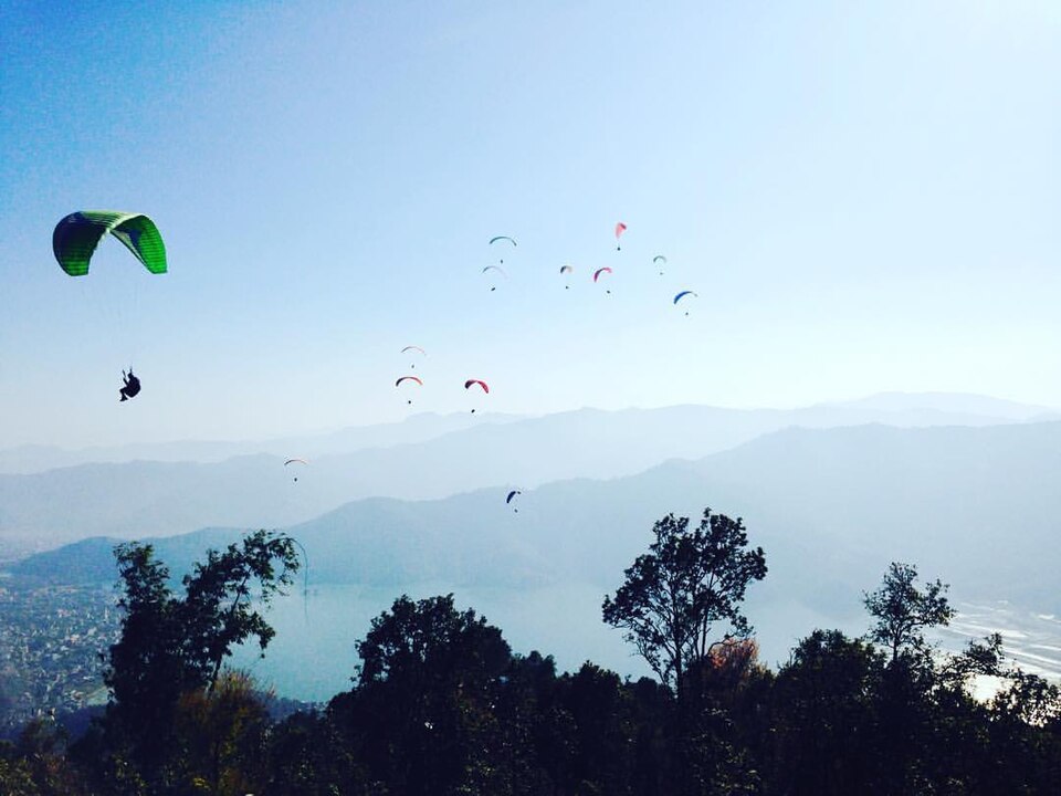 Paragliding over the lake